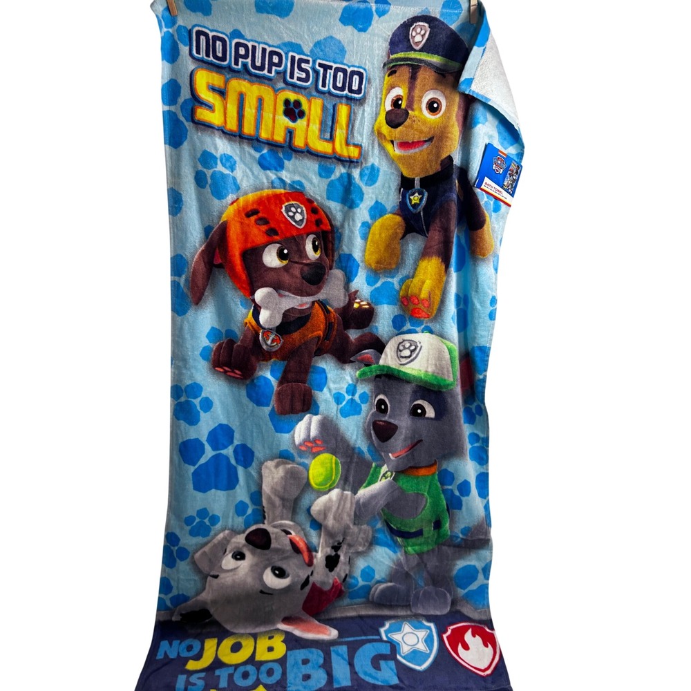 Paw Patrol Bath Towel 25x50 Blue No Job Is Too Big Kids